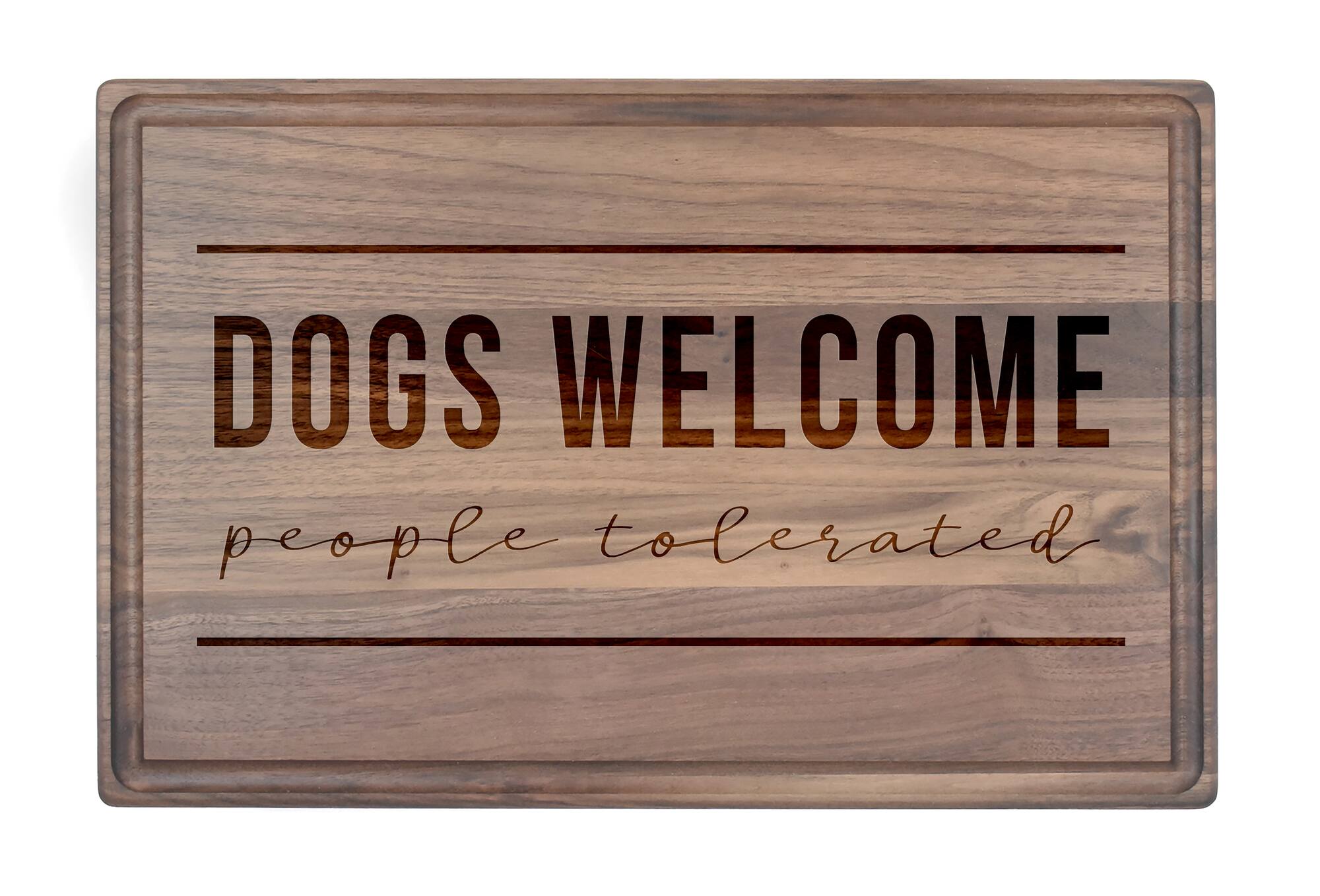 Dogs Welcome 17" x 11" Walnut Cutting Board